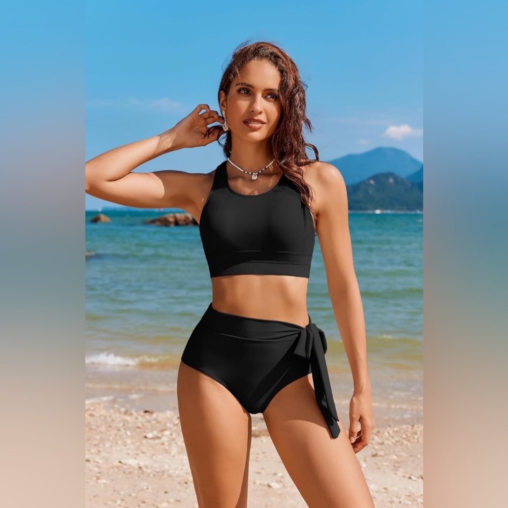 Womens High Waisted Bikini Set Tummy Control 2 Piece Bathing Suit